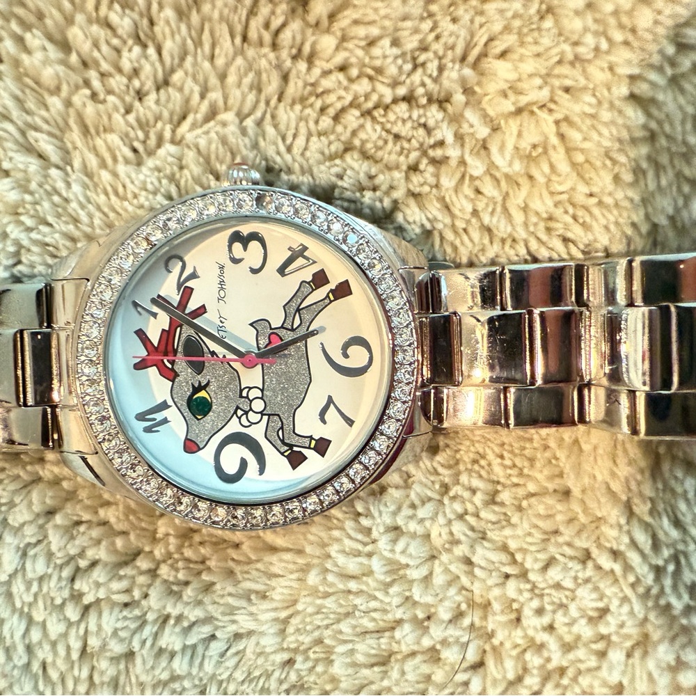 Betsey Johnson Silver Reindeer Watch